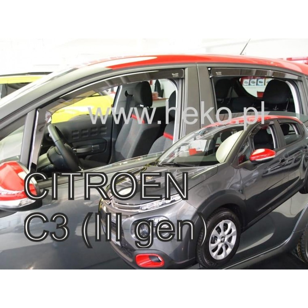 Дефлекторы окон (ветровики) Citroen C3 2017+ 5D Heko
