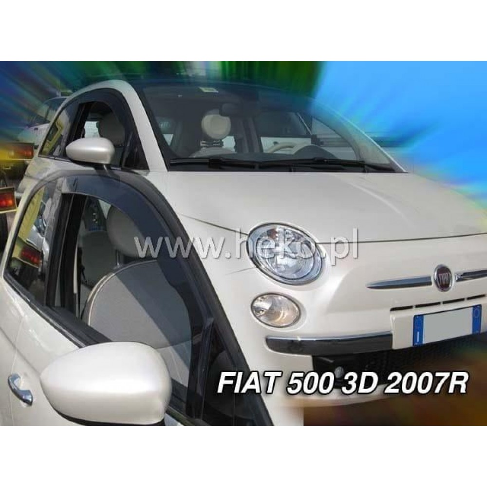 Дефлектори вікон (вітровики) Fiat 500 3D 2007+ Heko