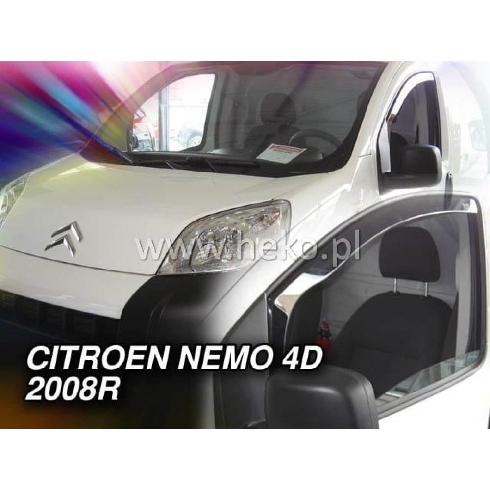Дефлектори вікон (вітровики) Fiat Fiorino 2008+/QUBO/BIPPER/NEMO Heko
