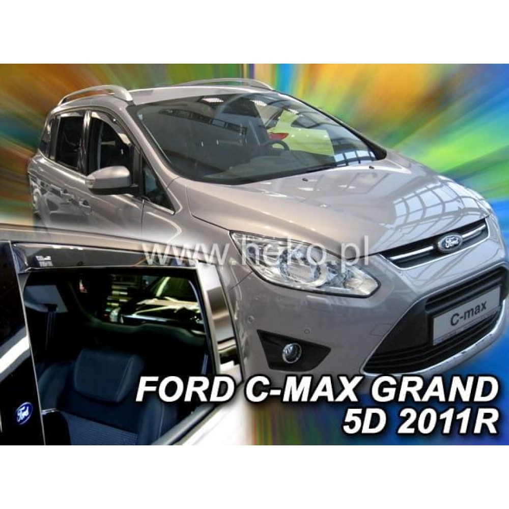 Дефлектори вікон (вітровики) Ford C-Max Grand 2010+ (вставні) Heko