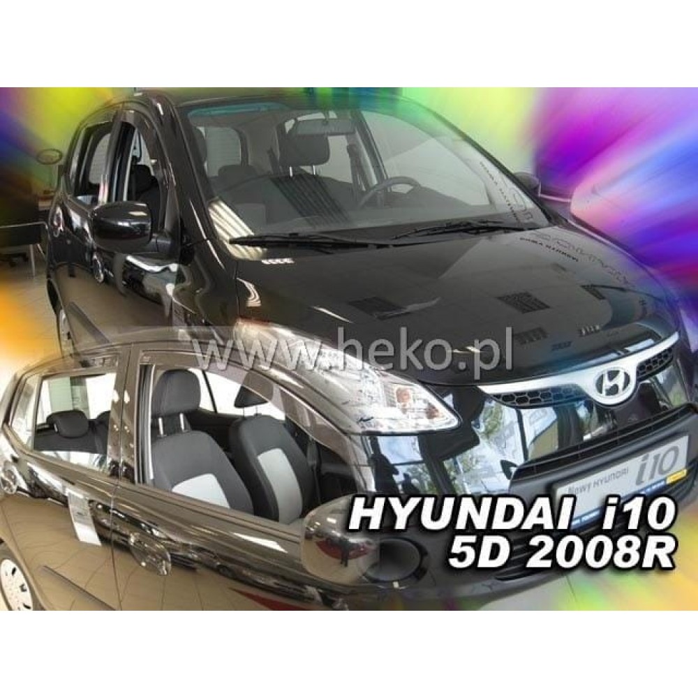 Дефлектори вікон (вітровики) Hyundai i10 2007+ Heko