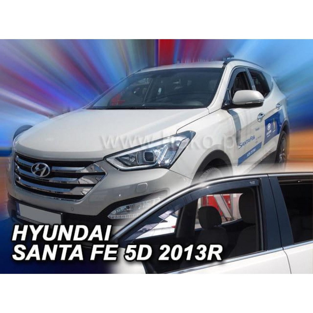 Дефлектори вікон (вітровики) Hyundai Santa Fe 2012 -> 5D (вставні, кт - 2шт) (Heko)