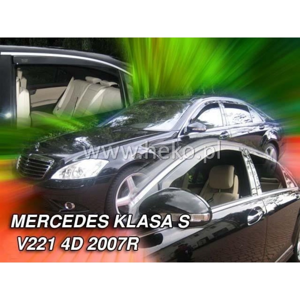 Дефлектори вікон (вітровики) Mercedes S-class W-221 2005-2013 (72cm) [ДБ] Heko