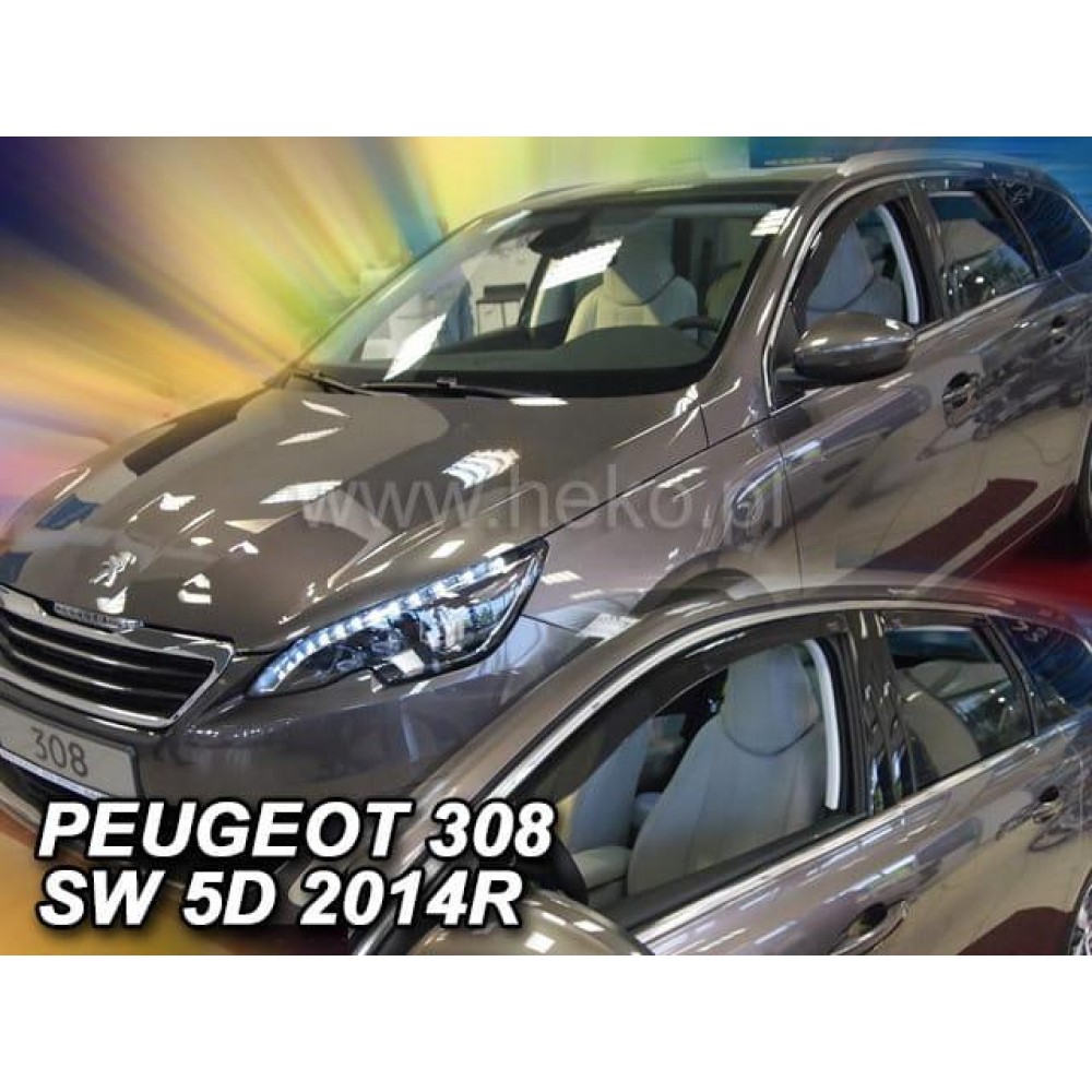 Дефлектори вікон (вітровики) Peugeot 308 II 2014-2021 SW універсал Heko