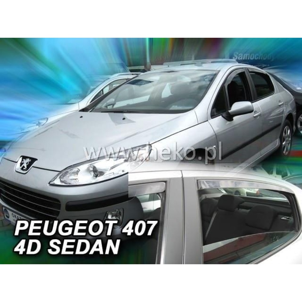 Дефлекторы окон (ветровики) Peugeot 407 2004-2011 Sedan Heko