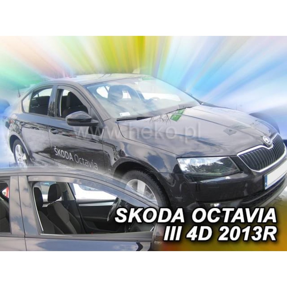 Дефлектори вікон (вітровики) Skoda Octavia A-7 2013+ 5D (вставні, 2шт) (Heko)