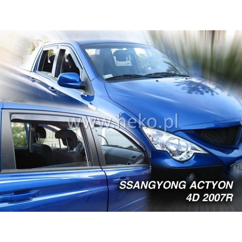 Дефлектори вікон (вітровики) SsangYong Actyon Sport 2006 -> 4D (вставні, кт - 2шт) Pick-Up (Heko)