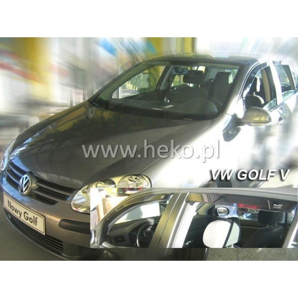 Дефлектори вікон (вітровики) Volkswagen Golf-5 2004-2008 5D (вставні, кт - 2шт) HB (Heko)