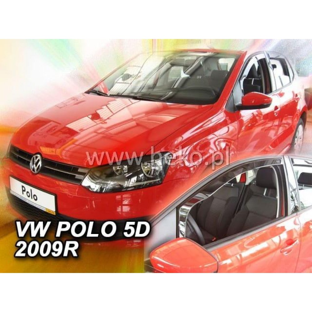 Дефлектори вікон (вітровики) Volkswagen Polo 5 2009-2017 5D (вставні, кт - 2шт) (Heko)