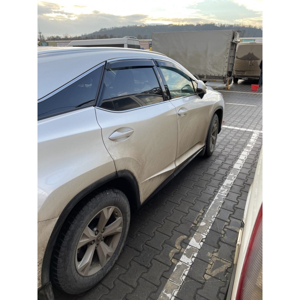 Дефлектори вікон (вітровики) Lexus RX IV 300/350/400 2015-2022  (LongType) зХромМолдінгом HIC
