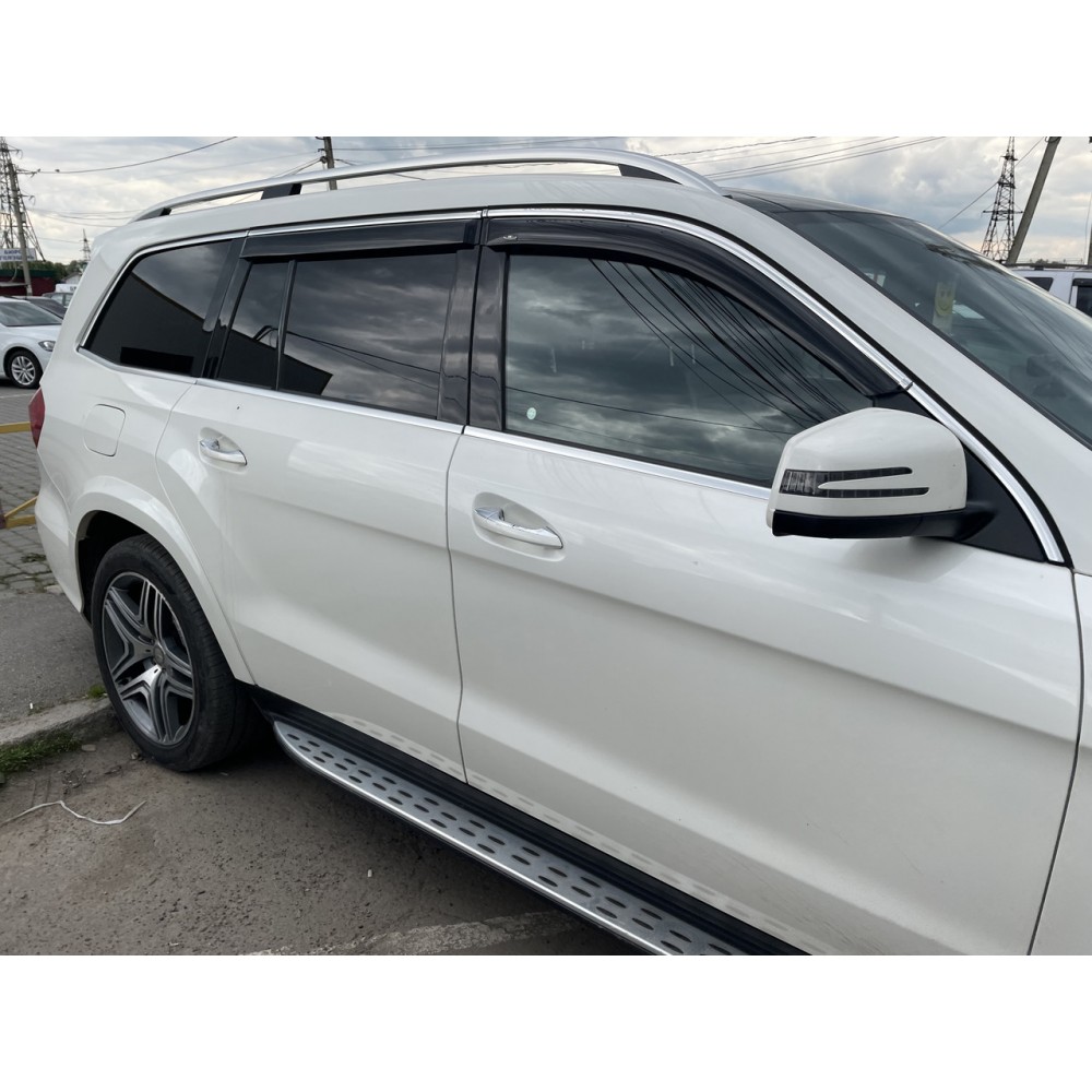 Дефлектори вікон (вітровики) Mercedes GL-class/ GLS X-166 2013 з Хром Молдінгом HIC