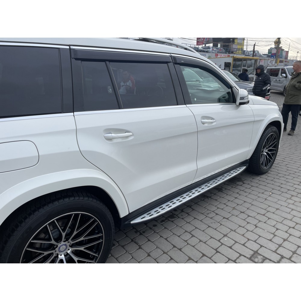 Дефлектори вікон (вітровики) Mercedes GL-class/ GLS X-166 2013 з Хром Молдінгом HIC