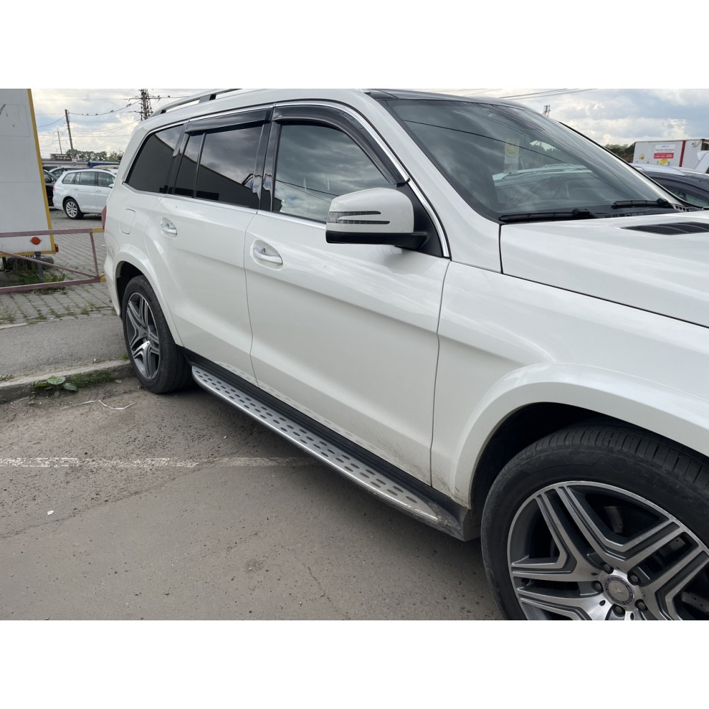 Дефлектори вікон (вітровики) Mercedes GL-class/ GLS X-166 2013 з Хром Молдінгом HIC