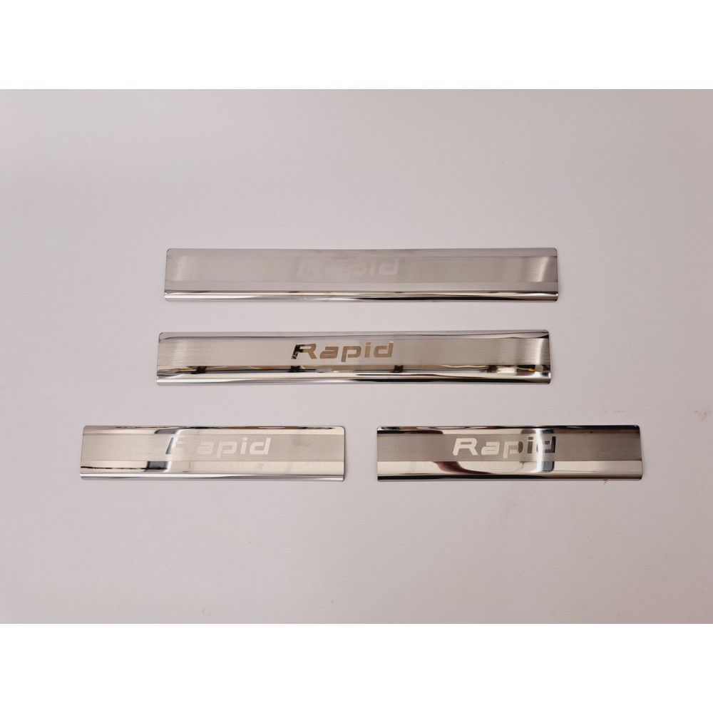 Накладки на пороги для Skoda Rapid 2012+ (хром-нерж, 4шт) TAN24