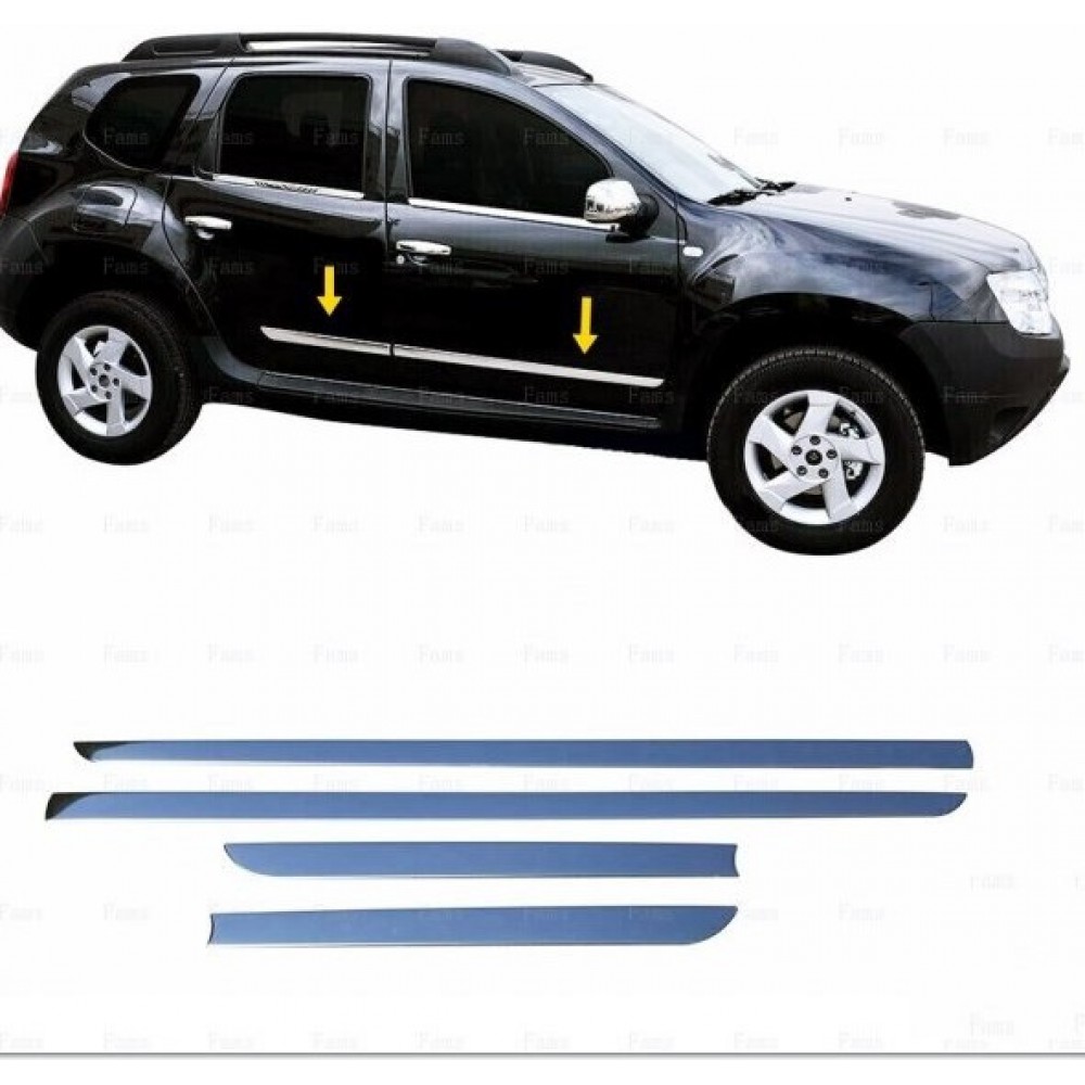 Молдинги дверей для Dacia Duster 2008-2018 (Хром-нерж, 4шт.) (TAN24)