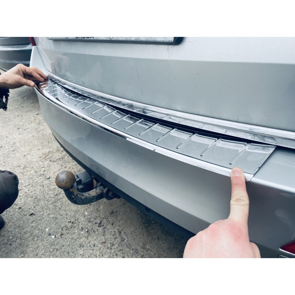 Накладка на задний бампер для Skoda Octavia A7 2013-2017 SW=комби Хром-нерж (TAN24)