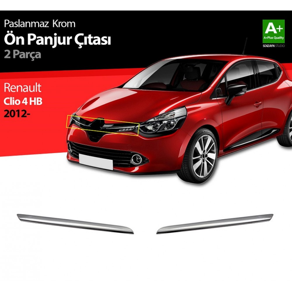 Накладки на решетку для Renault Clio IV HB 2012+ (Хром-нерж, 2шт) TAN24