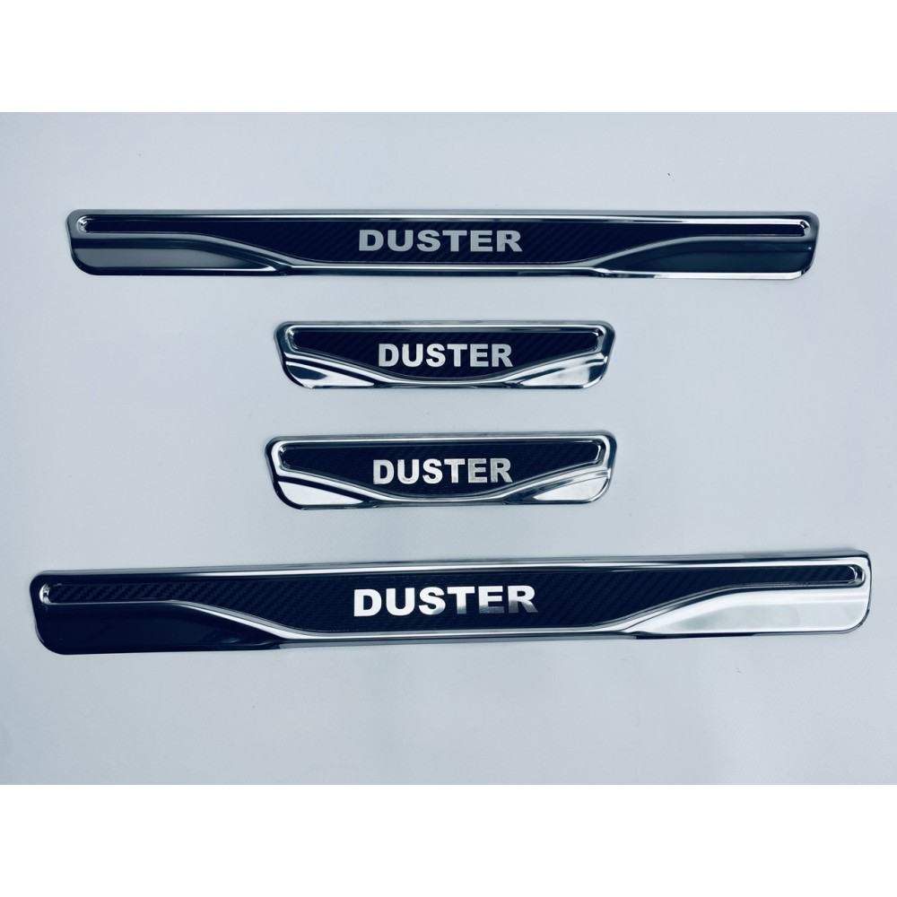 Накладки на пороги для Renault Duster (хром-карбон, 4шт) TAN24