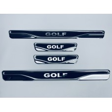 Накладки на пороги для Volkswagen Golf (хром-карбон, 4шт) TAN24