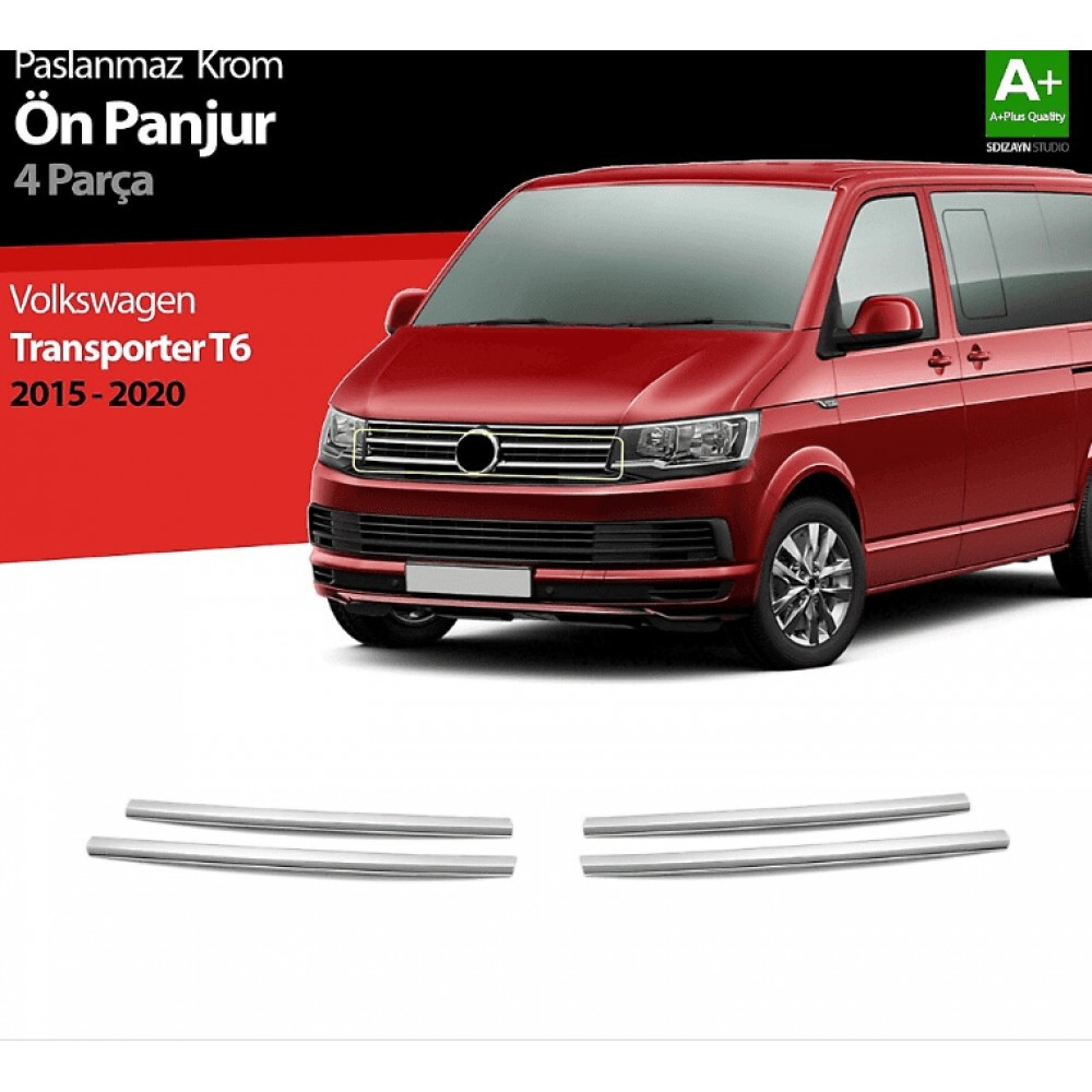 Накладки на решітку для Volkswagen T6 2015+ (Хром-нерж, 4шт) TAN24