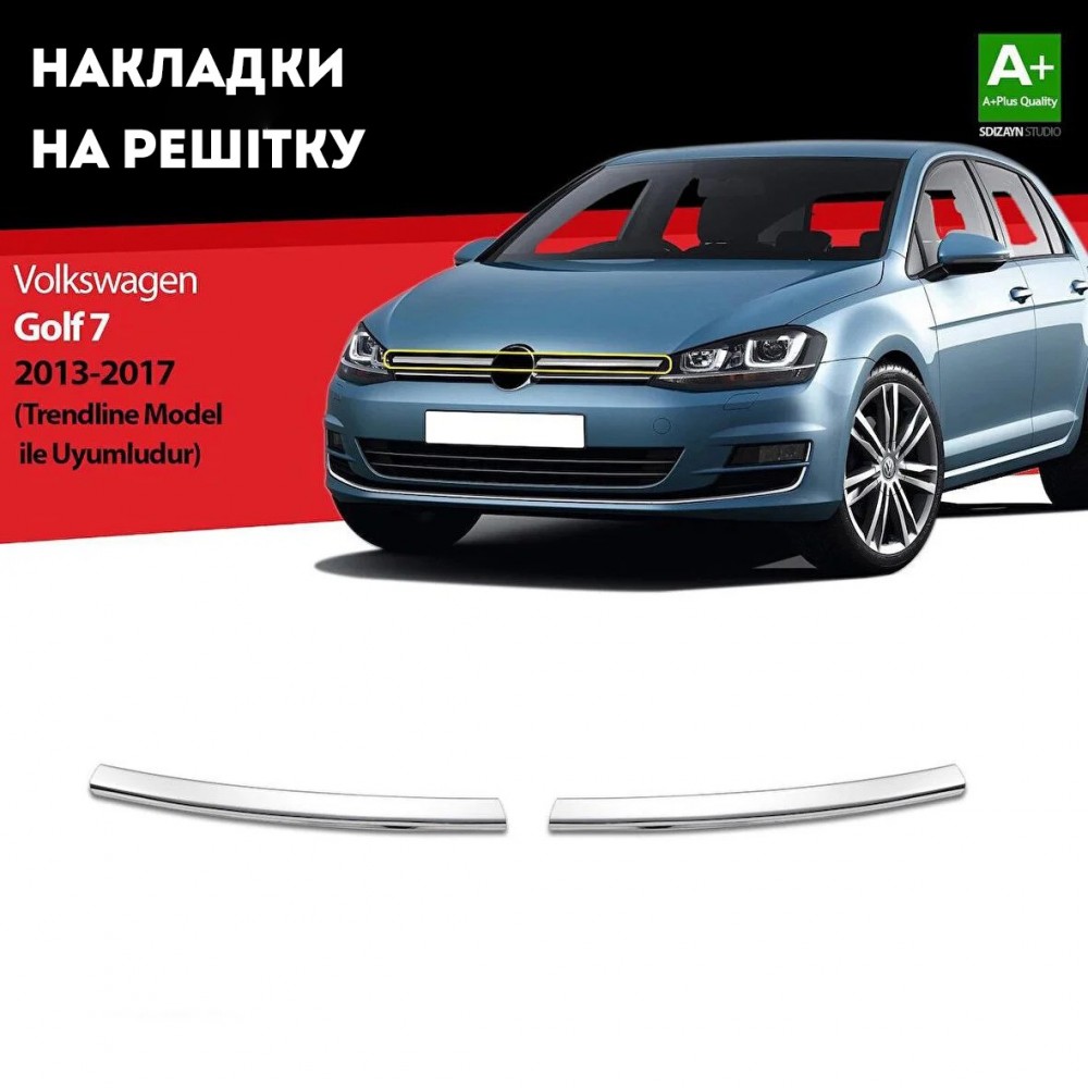 Накладки на решітку для Volkswagen Golf 7 2015+ (Хром-нерж, 2шт) TAN24