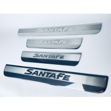 Накладки на пороги для Hyundai Santa Fe 2006-2012 (хром-нерж, 4шт) TAN24