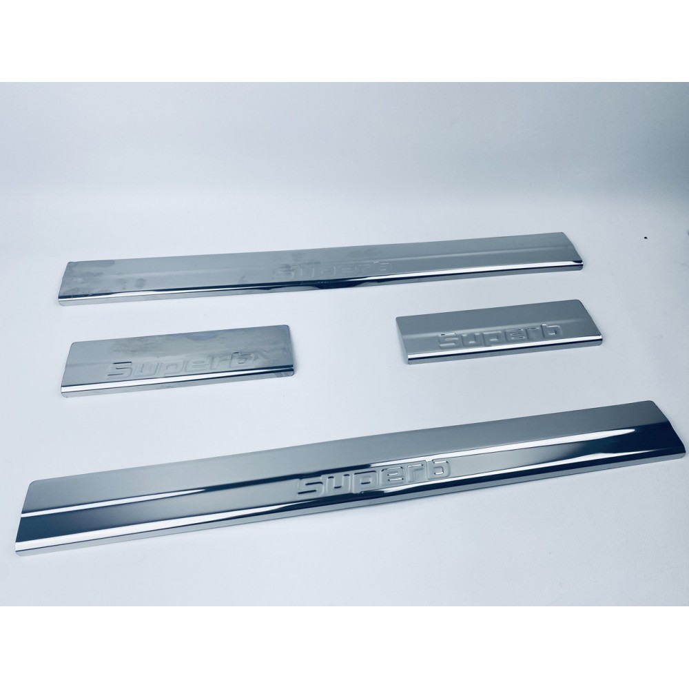 Накладки на пороги для Skoda Superb MK2 2008-2015 (хром-нерж, 4шт) TAN24