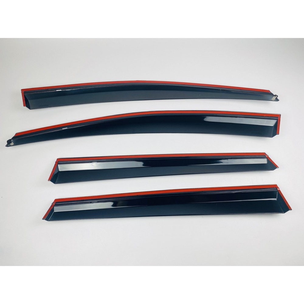 Дефлектори вікон (вітровики) для Ford Kuga / Escape 2012-2019 нерж. з хром полоскою (HAWK)