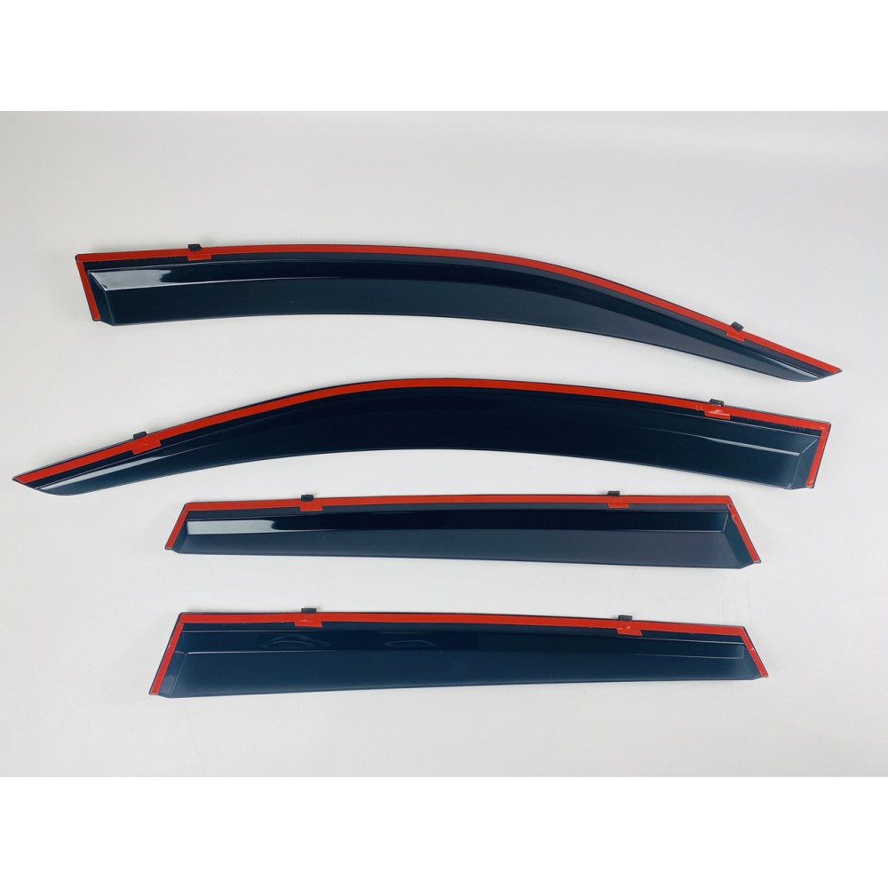 Дефлектори вікон (вітровики) для Subaru Forester 2013-2018 з нерж.хром полоскою (HAWK)