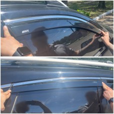Дефлекторы окон (ветровики) для Honda CR-V 2007-2012 нерж. с хром полоской (HAWK)