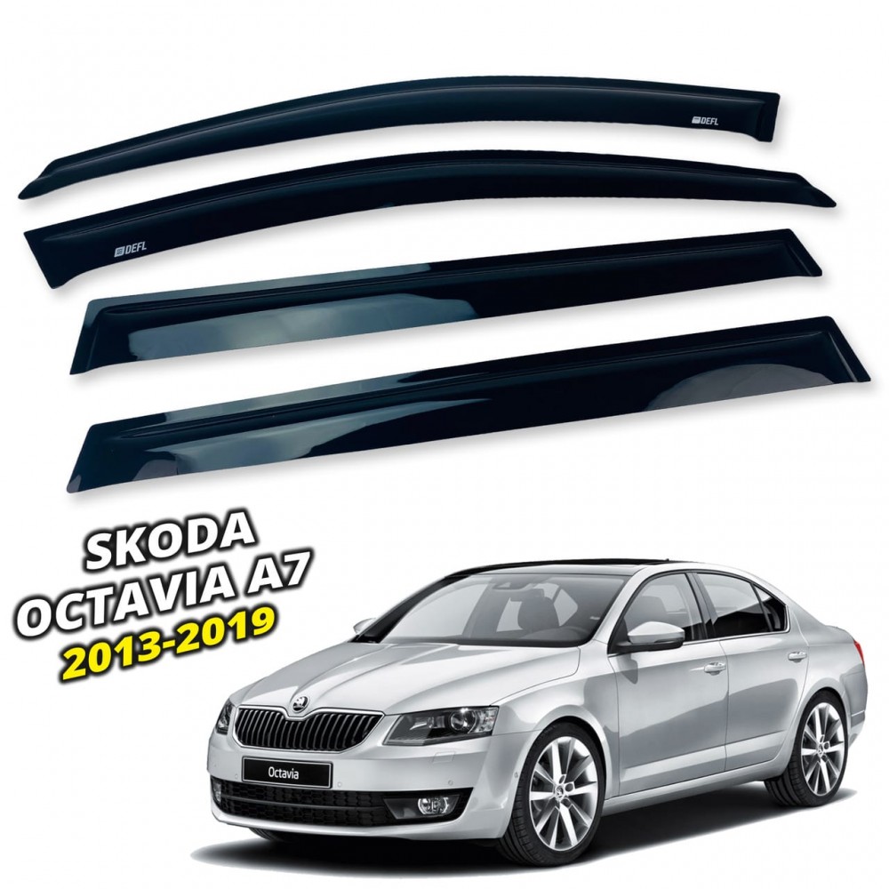 Дефлектори вікон (вітровики) для Skoda Octavia A7 2013-2019 Sedan накладні (DEFL) Q2