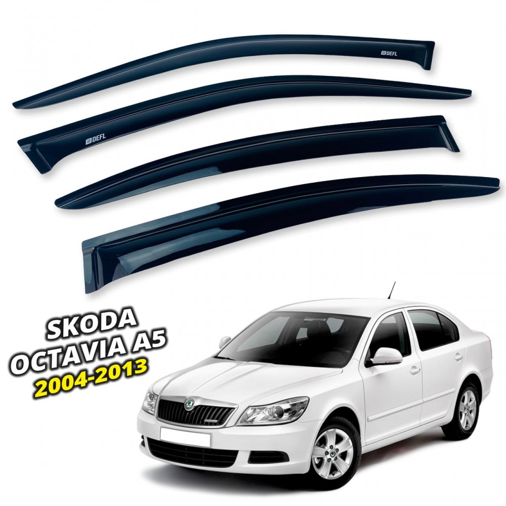 Дефлекторы окон (ветровики) для Skoda Octavia A5 2004-2013 Sedan/HB накладные (DEFL) Q2