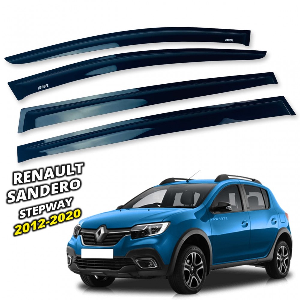 Дефлекторы окон (ветровики) для Renault Sandero / Stepway 2012-2020 накладные (DEFL) Q2