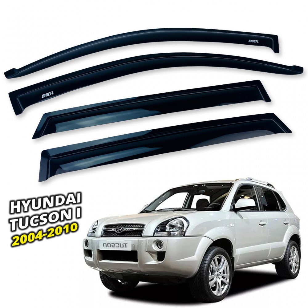 Дефлектори вікон (вітровики) для Hyundai Tucson I 2004-2010 накладні (DEFL) Q2