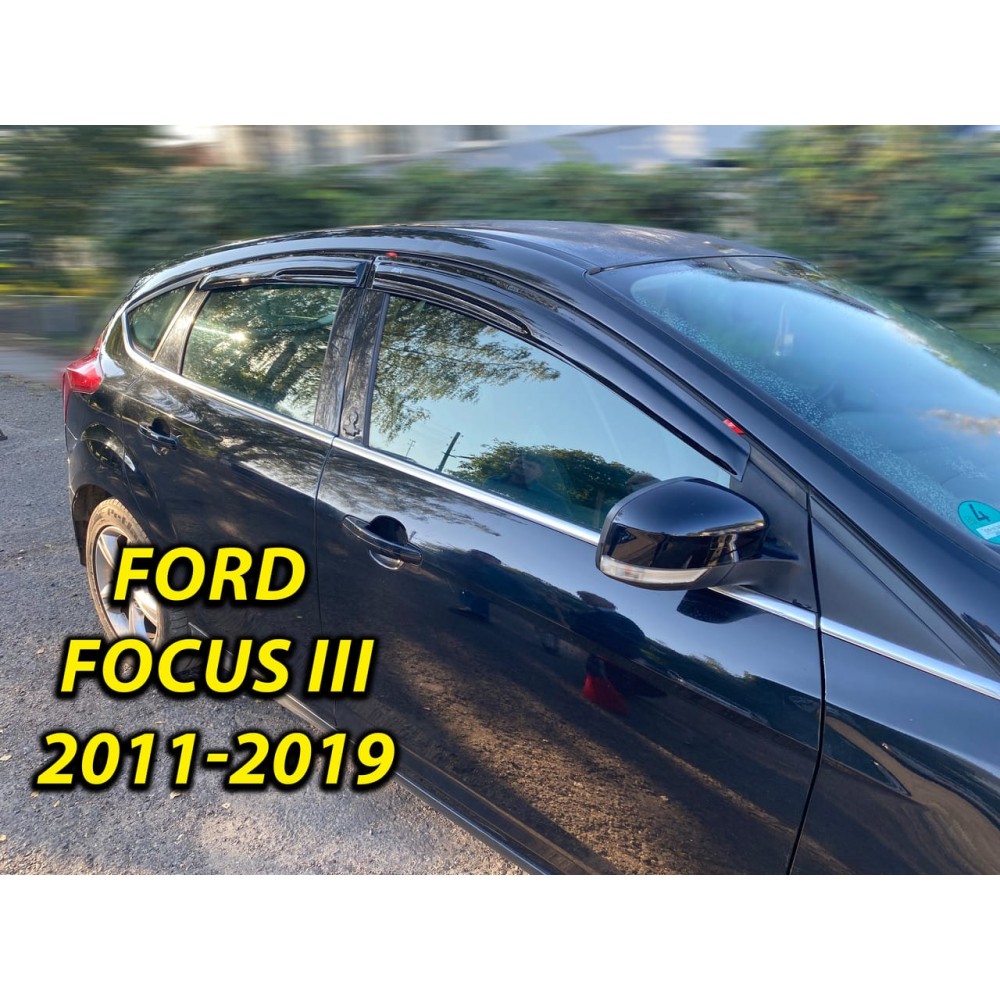 Дефлектори вікон (вітровики) для Ford Focus 2011-2019 III Sedan/HB накладні (DEFL) Q2