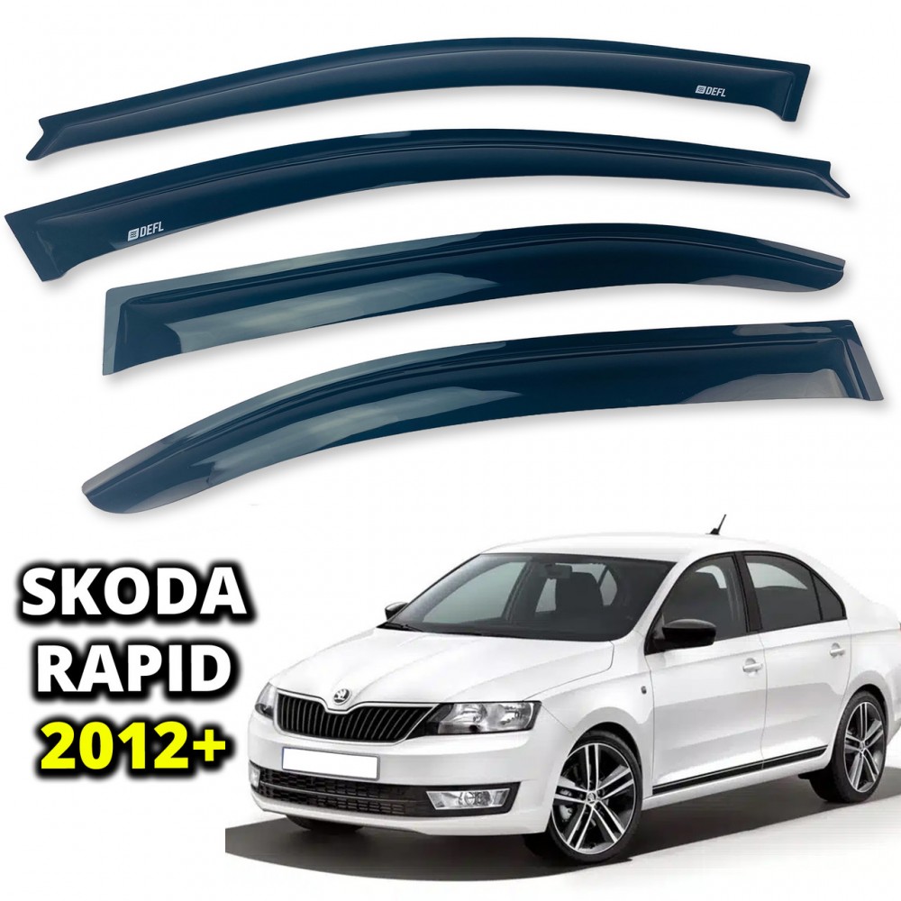 Дефлектори вікон (вітровики) для Skoda Rapid 2012-  Sedan накладні (DEFL) Q2