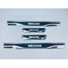 Накладки на пороги для Renault Megane (хром-карбон, 4шт) TAN24