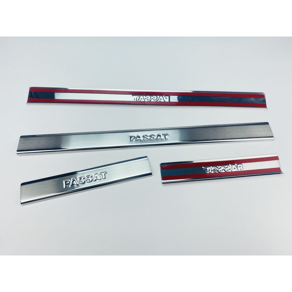 Накладки на пороги для Volkswagen Passat B6,7,8 ВИБИТІ РІВНІ (хром-нерж, 4шт) TAN24