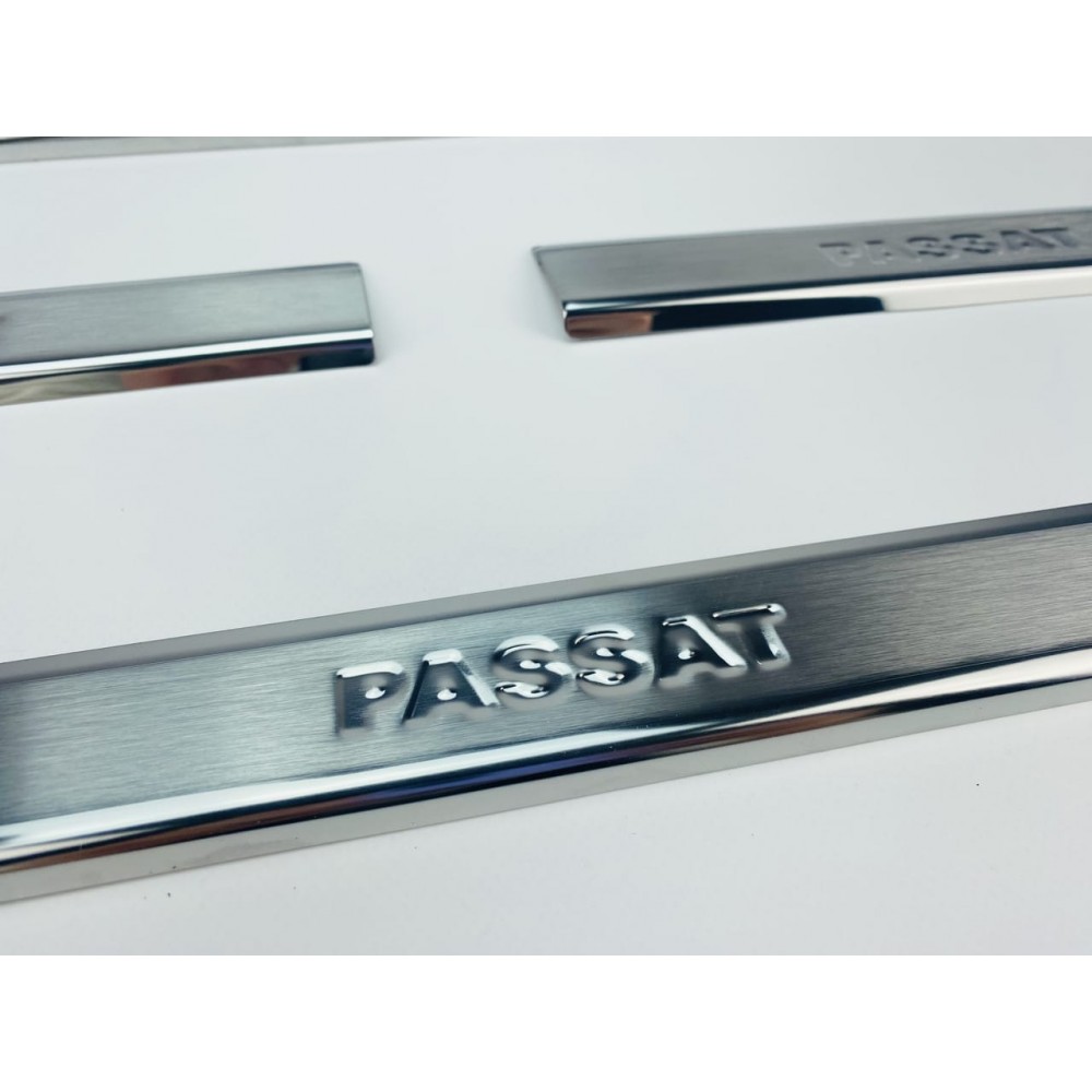 Накладки на пороги для Volkswagen Passat B6,7,8 ВИБИТІ РІВНІ (хром-нерж, 4шт) TAN24