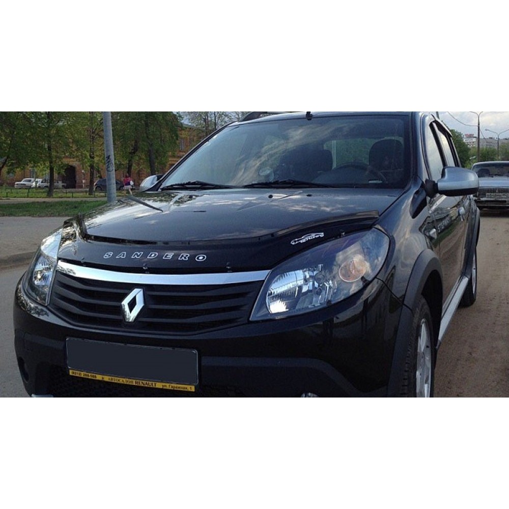 Дефлектор капота (мухобойка) Renault/Dacia Sandero 2008-2013 (VIP) 