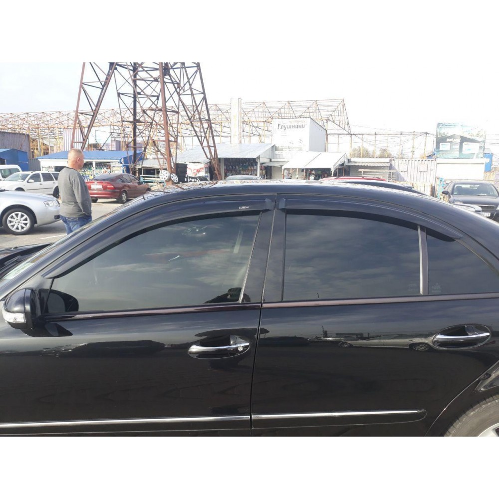 Дефлекторы окон (ветровики) Mercedes E-class W-211 2003-2009 Sedan HIC