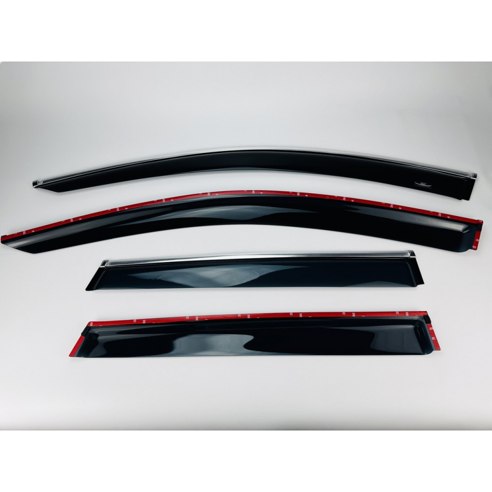 Дефлектори вікон (вітровики) Skoda Karoq 2017+ з хром молдингом HIC