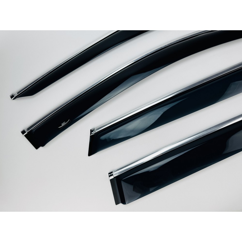 Дефлектори вікон (вітровики) Skoda Karoq 2017+ з хром молдингом HIC