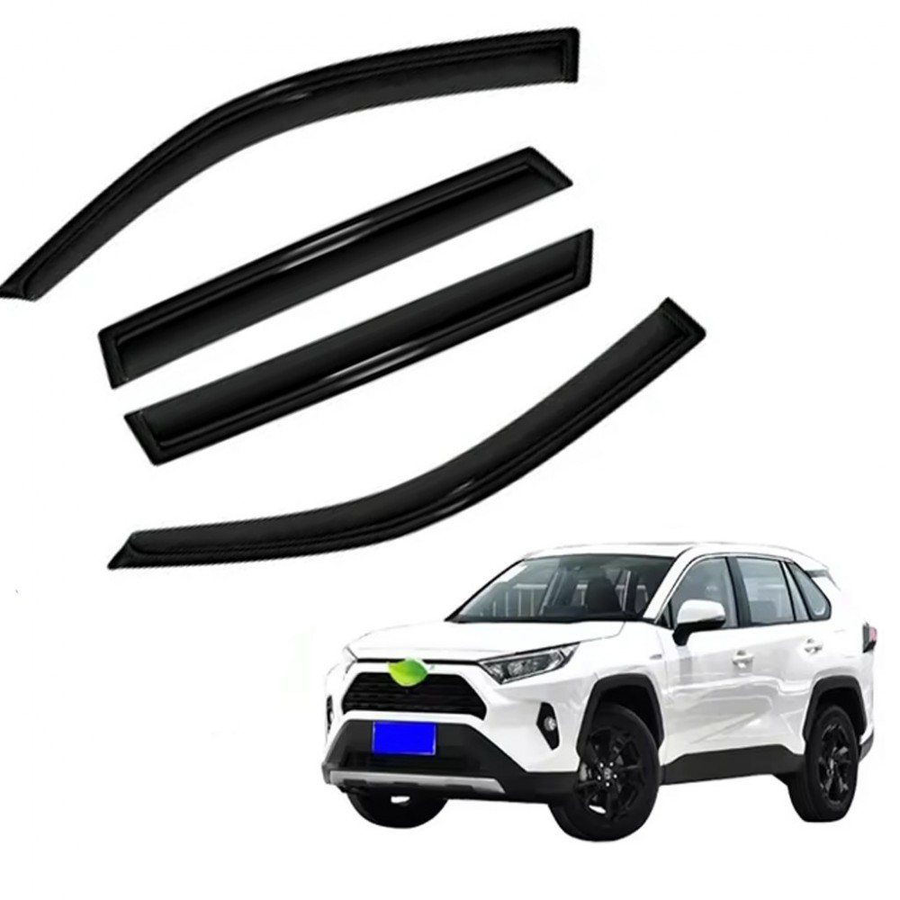 Дефлекторы окон (ветровики) для Toyota LC 300 2021- c нерж. хром полоской (DEFL)