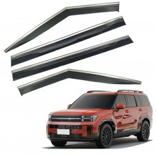 Дефлектори вікон (вітровики) для Hyundai Santa Fe 2023+  нерж. з хром полоскою (HAWK)