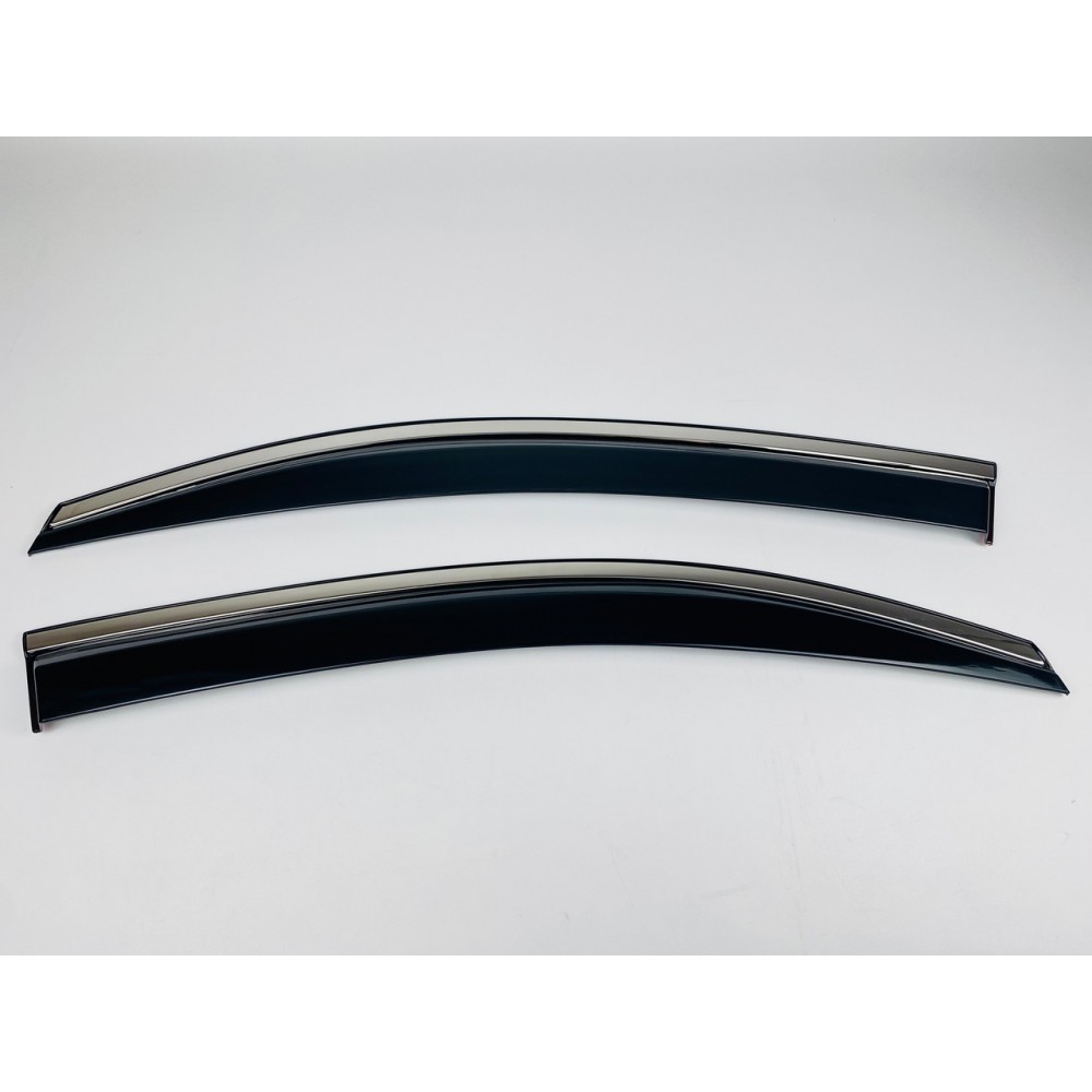 Дефлектори вікон (вітровики) для Volkswagen Caddy  2004-2020 з нерж.хром полоскою (HAWK)