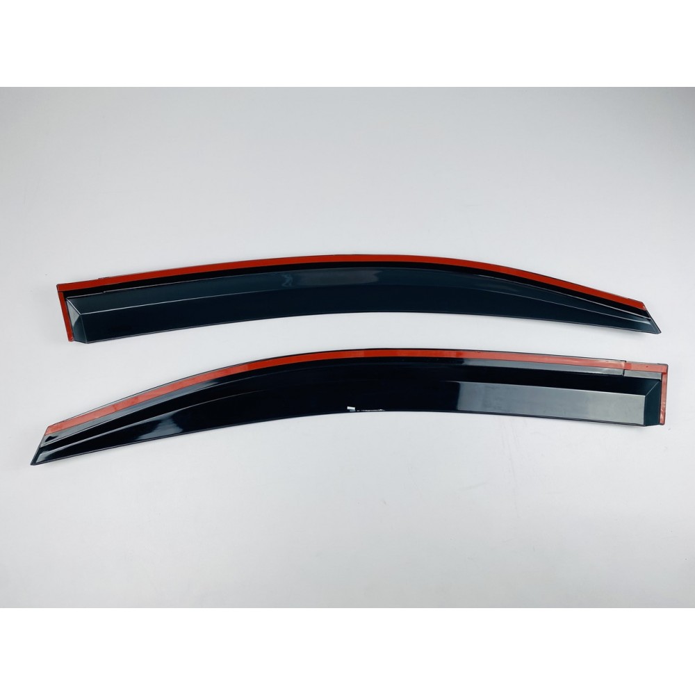 Дефлектори вікон (вітровики) для Volkswagen Caddy  2004-2020 з нерж.хром полоскою (HAWK)