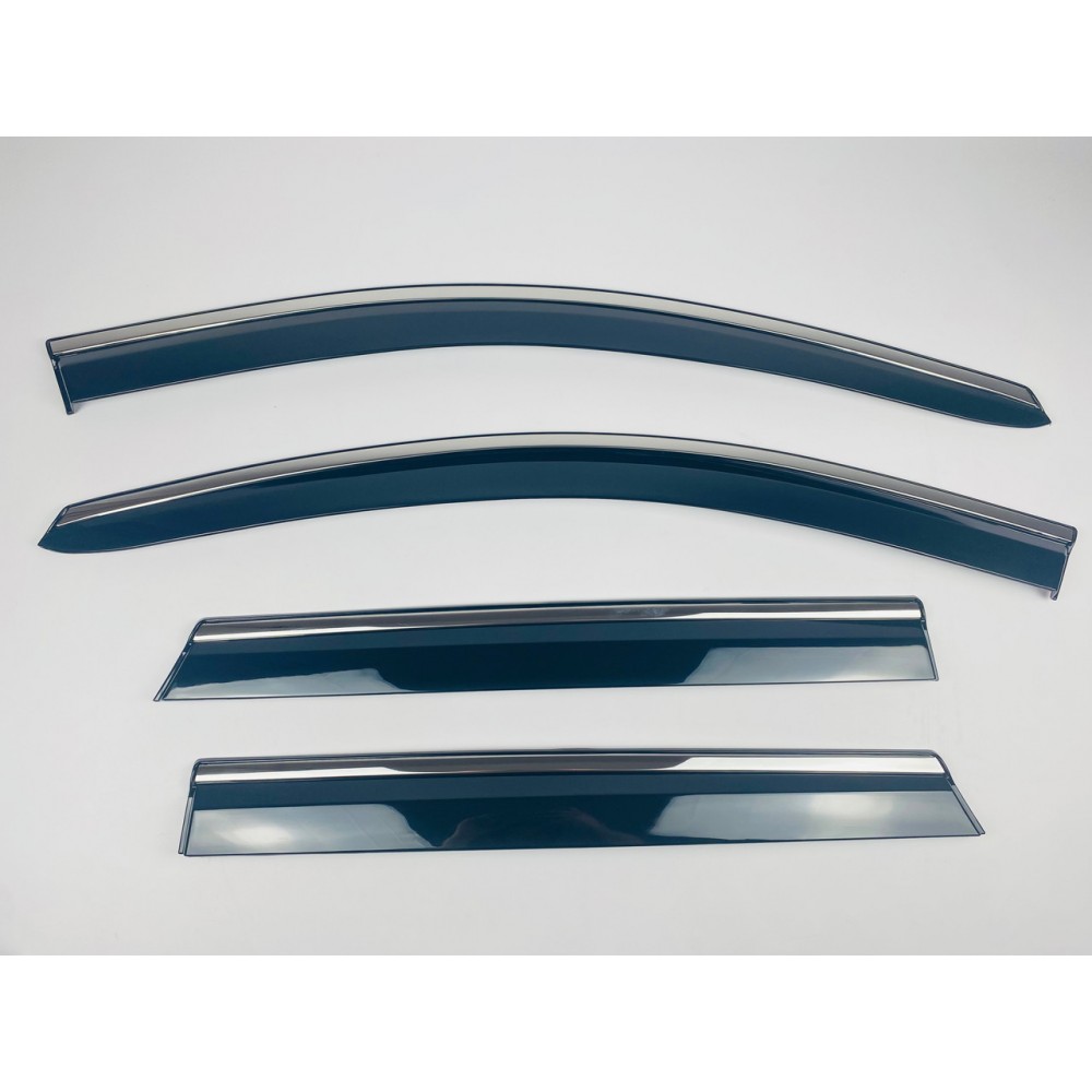 Дефлектори вікон (вітровики) для Nissan Qashqai II 2014-2021 з нерж.хром полоскою (HAWK)