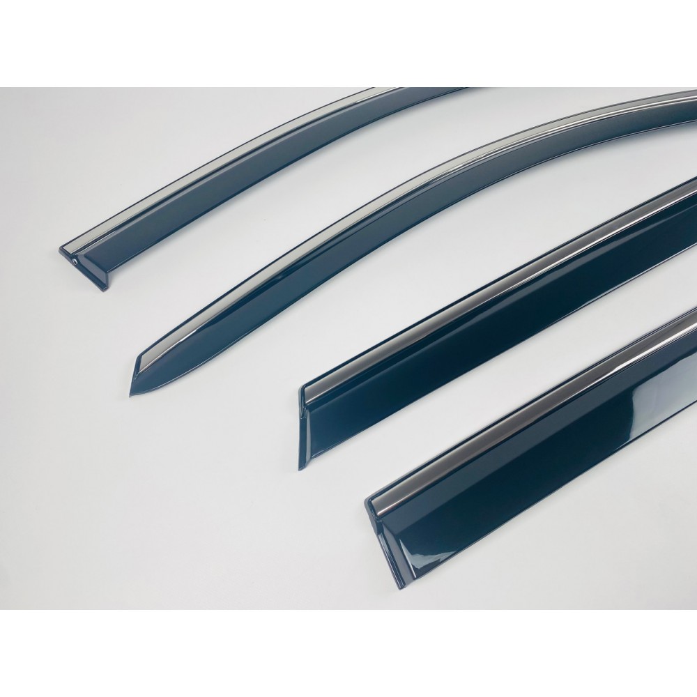 Дефлектори вікон (вітровики) для Nissan Qashqai II 2014-2021 з нерж.хром полоскою (HAWK)