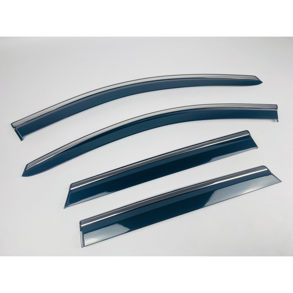 Дефлектори вікон (вітровики) для Nissan Qashqai II 2014-2021 з нерж.хром полоскою (HAWK)